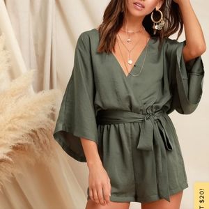 Lulu's Ain't It Grand Olive Green Romper